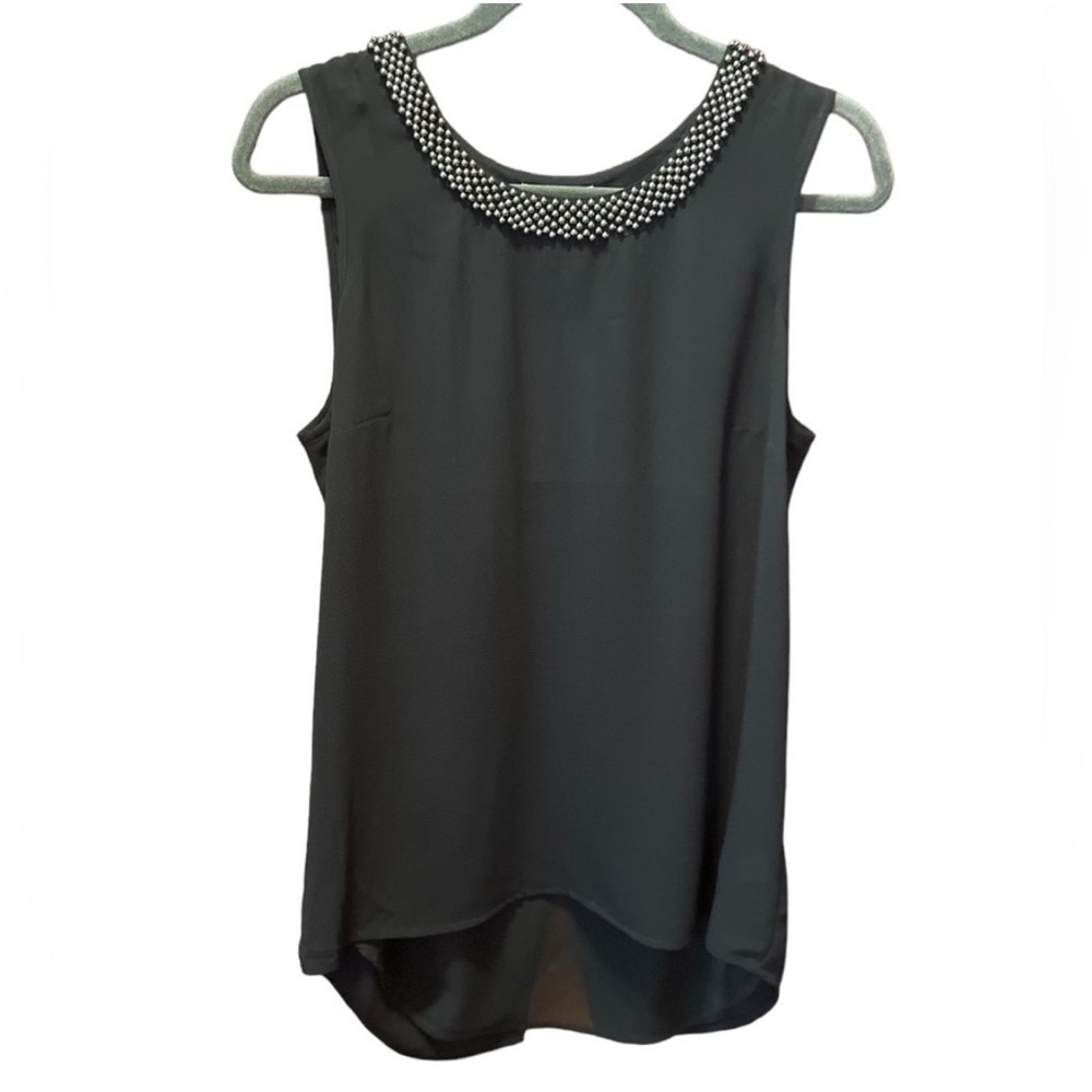 DR2‎ Black Sleeveless Blouse with Embellished Neckline​